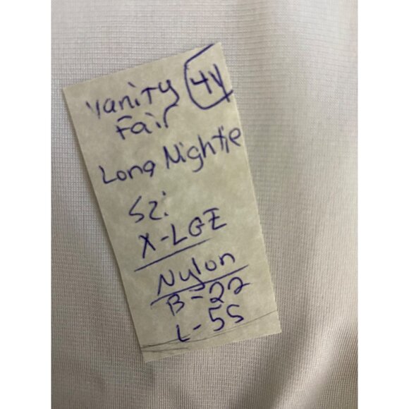 Vintage 60s Vanity Fair Ivory With Purple Blue Straps Long XL Nightie Embroidere - Picture 7 of 7
